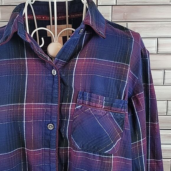 Victoria's Secret flannel button down sleepwear Size SP - Picture 4 of 12